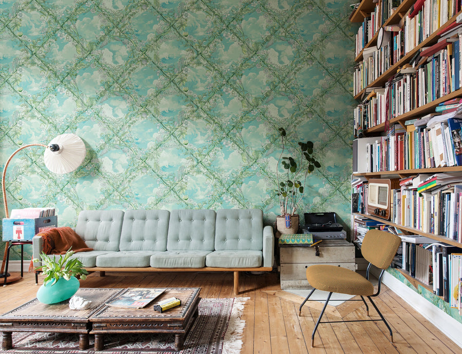 Babylon Sky, Green Mural Wallpaper
