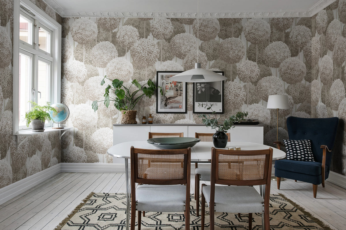 Elysian Flowers, Beige Mural Wallpaper - room preview 02