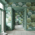 Elysian Flowers, Green Mural Wallpaper - room preview 02