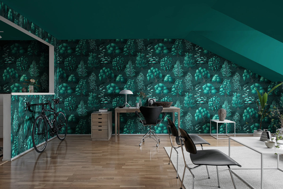 Yggdrasil Forest, Dark Mural Wallpaper - room preview 02