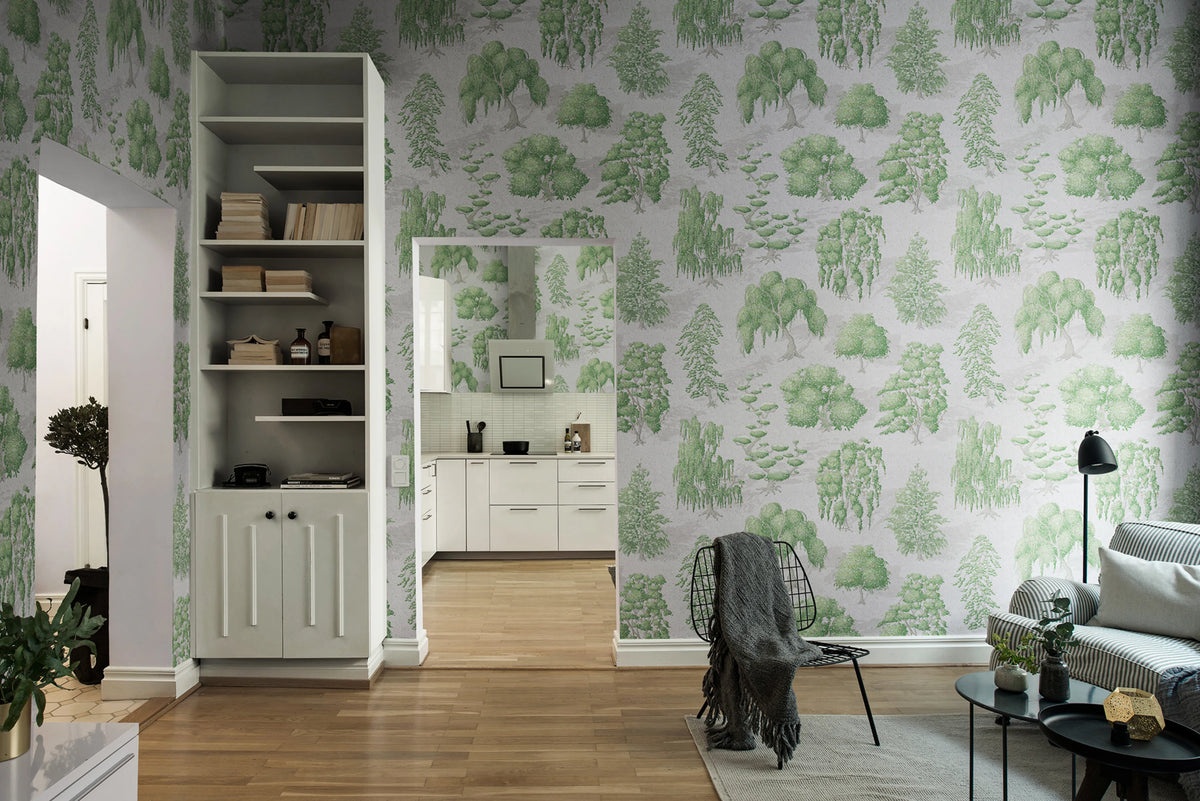 Yggdrasil Forest, Light Green Mural Wallpaper - room preview 02