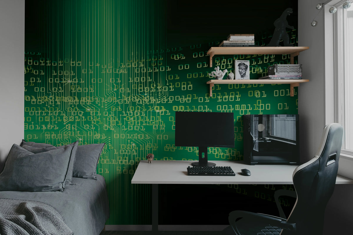 Code, Green Mural Wallpaper - room preview 02