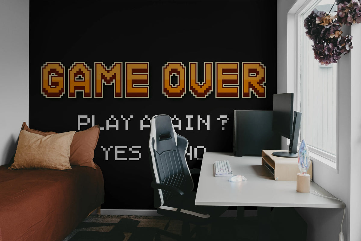 Play Again, Orange Mural Wallpaper - room preview 02