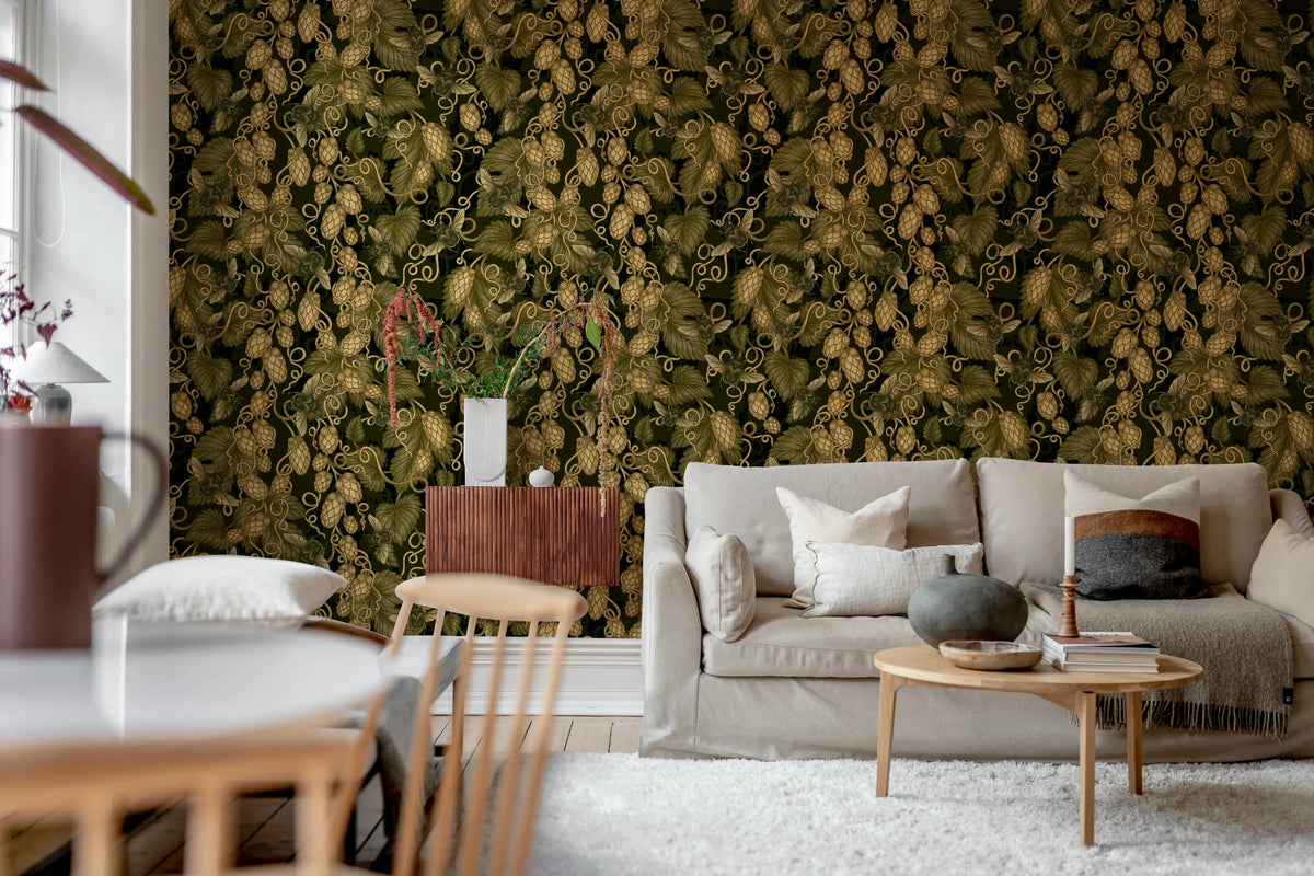 Hop Garden, Brown Mural Wallpaper - room preview 02