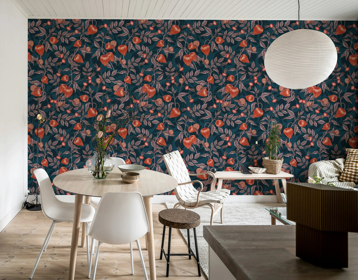 Rose Hip Garden, Red Mural Wallpaper - room preview 02