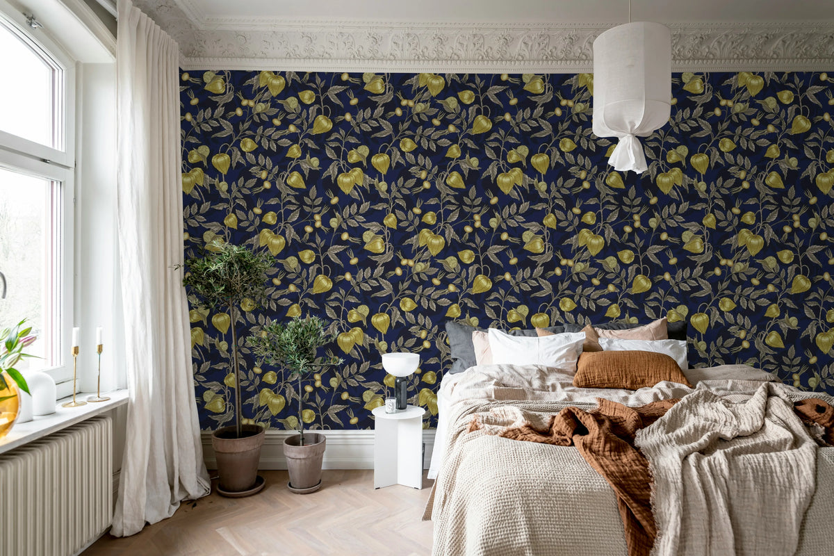 Rose Hip Garden, Blue Mural Wallpaper - room preview 02