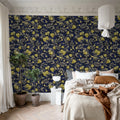 Rose Hip Garden, Blue Mural Wallpaper - room preview 02