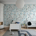 Fox Village, Blue Mural Wallpaper - room preview 02