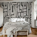 Aesthetic Shapes, Gray Mural Wallpaper - room preview 02