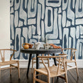 Aesthetic Shapes, Blue Mural Wallpaper - room preview 02