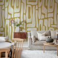 Aesthetic Shapes, Yellow Mural Wallpaper - room preview 02