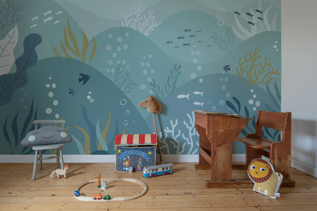 Sea Landscape, Ocean Blue Mural Wallpaper - room preview 02