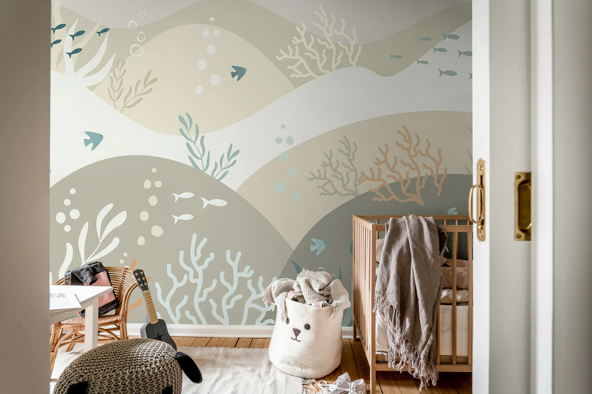 Sea Hills, Sand Beige Mural Wallpaper - room preview 02