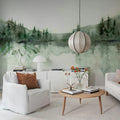Watercolor Landscape, Forest Green Mural Wallpaper - room preview 02