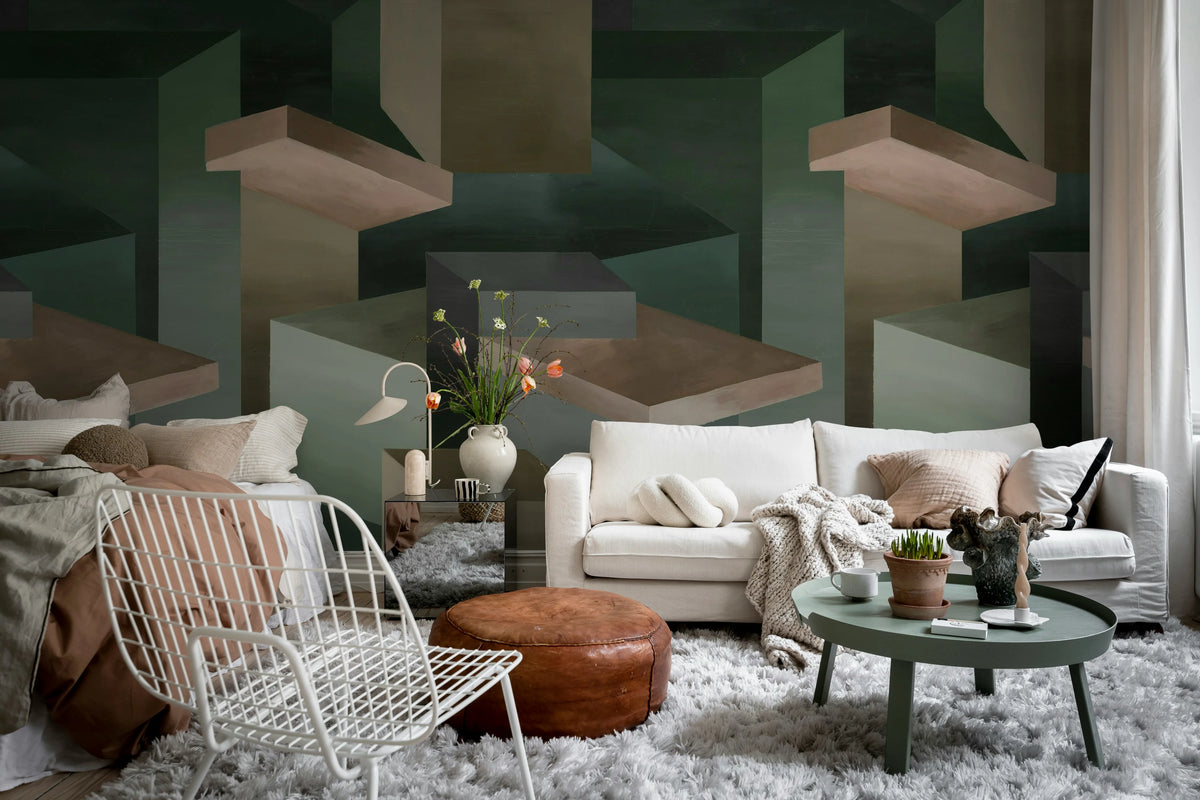 Geometrics, Dark Mural Wallpaper - room preview 02
