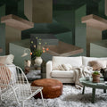 Geometrics, Dark Mural Wallpaper - room preview 02