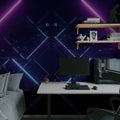 Neon Beams, Midnight Mural Wallpaper - room preview 02
