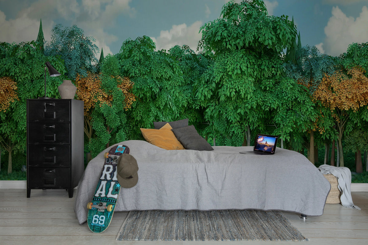 Gaming Woods, Fall Mural Wallpaper - room preview 02