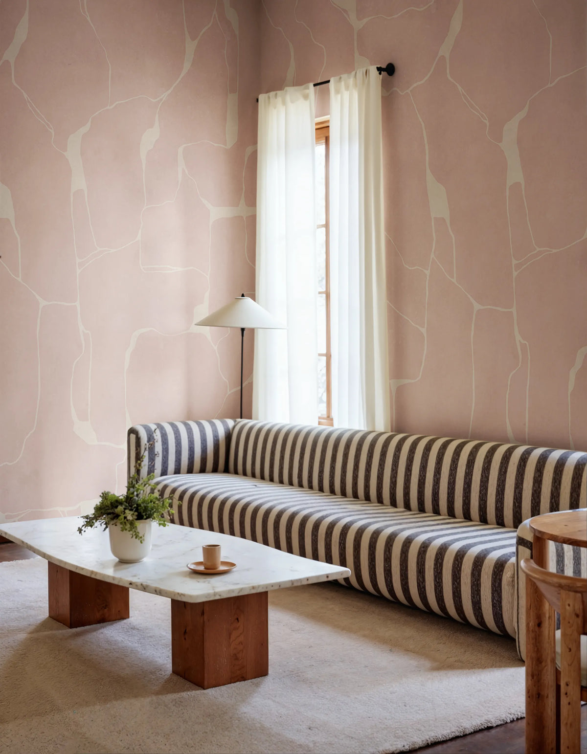 Linear Flow, Pink Mural Wallpaper - room preview 02