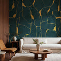 Linear Flow, Blue Mural Wallpaper - room preview 02