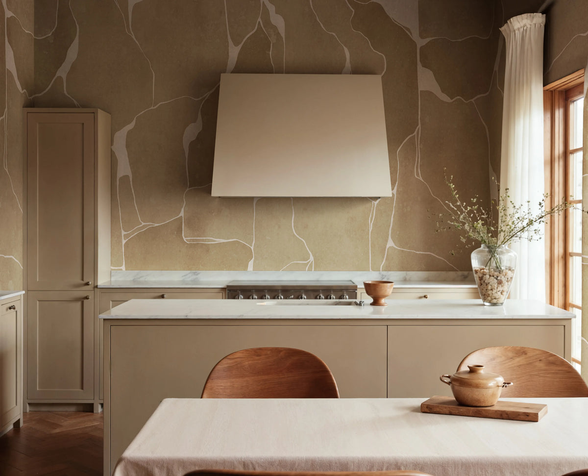 Linear Flow, Brown Mural Wallpaper - room preview 02