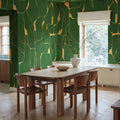 Linear Flow, Green Mural Wallpaper - room preview 02