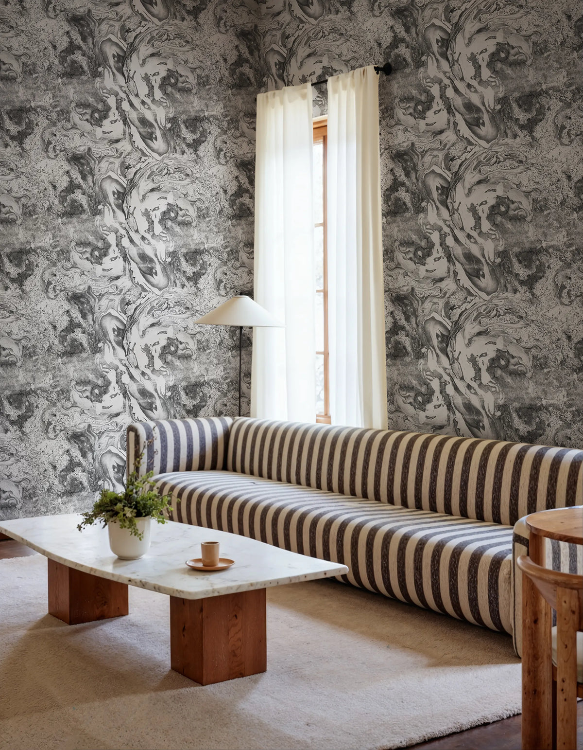 Marble Flow, Black Mural Wallpaper - room preview 02