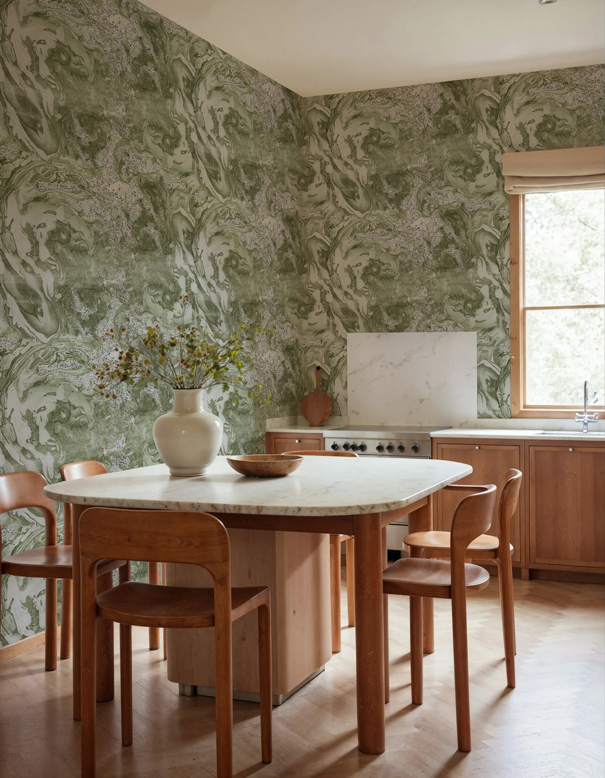 Marble Flow, Green Mural Wallpaper - room preview 02