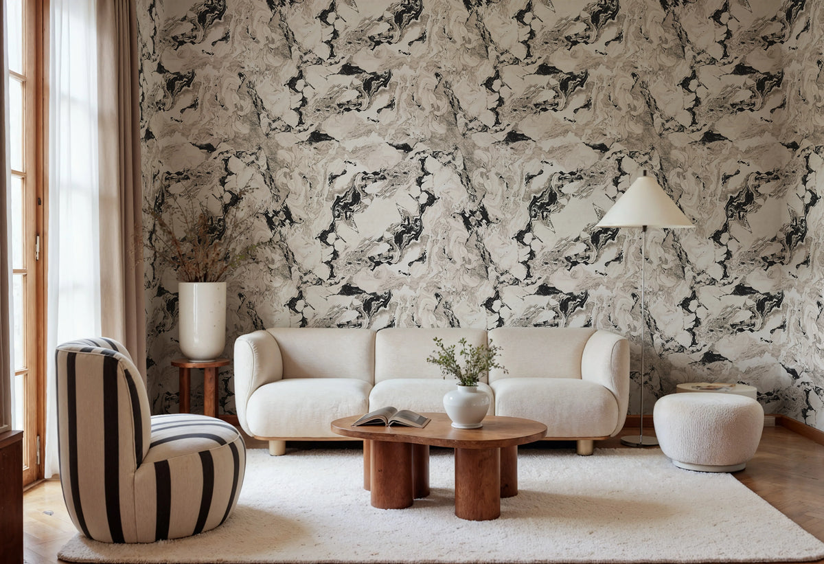 Stone Marble, Black Mural Wallpaper - room preview 02