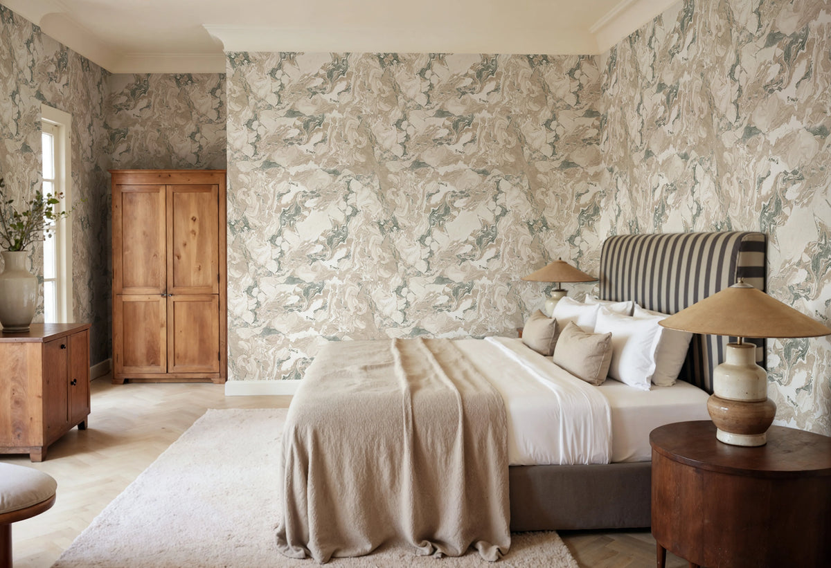 Stone Marble, Beige Mural Wallpaper - room preview 02