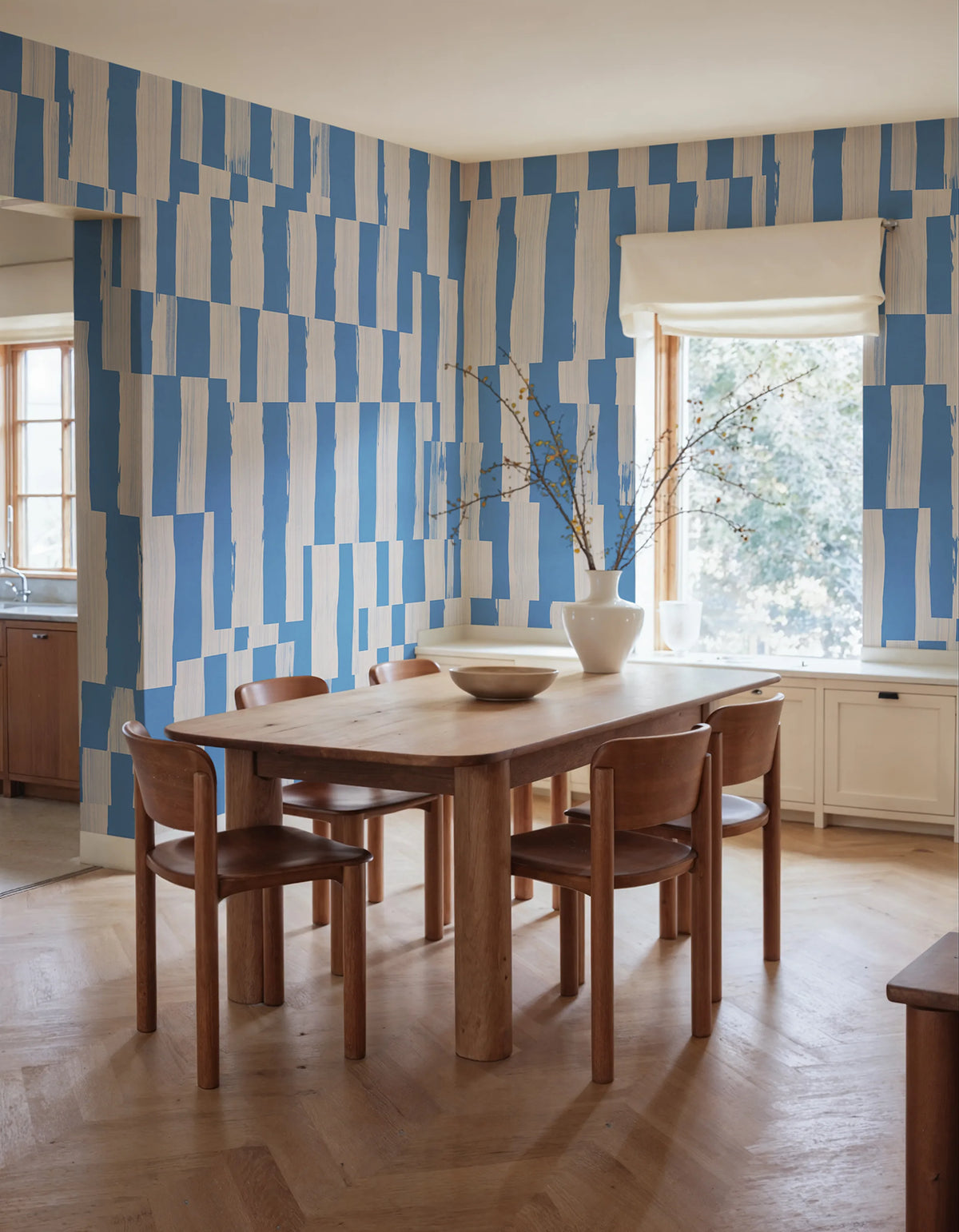 Broken Stripes, Blue Mural Wallpaper - room preview 02
