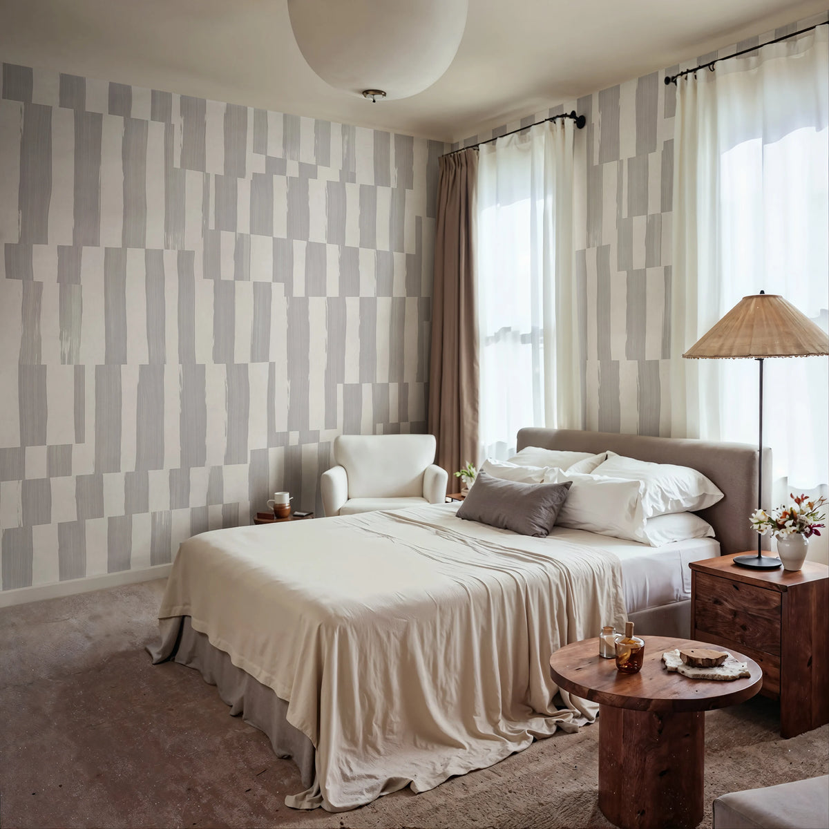 Broken Stripes, Gray Mural Wallpaper - room preview 02
