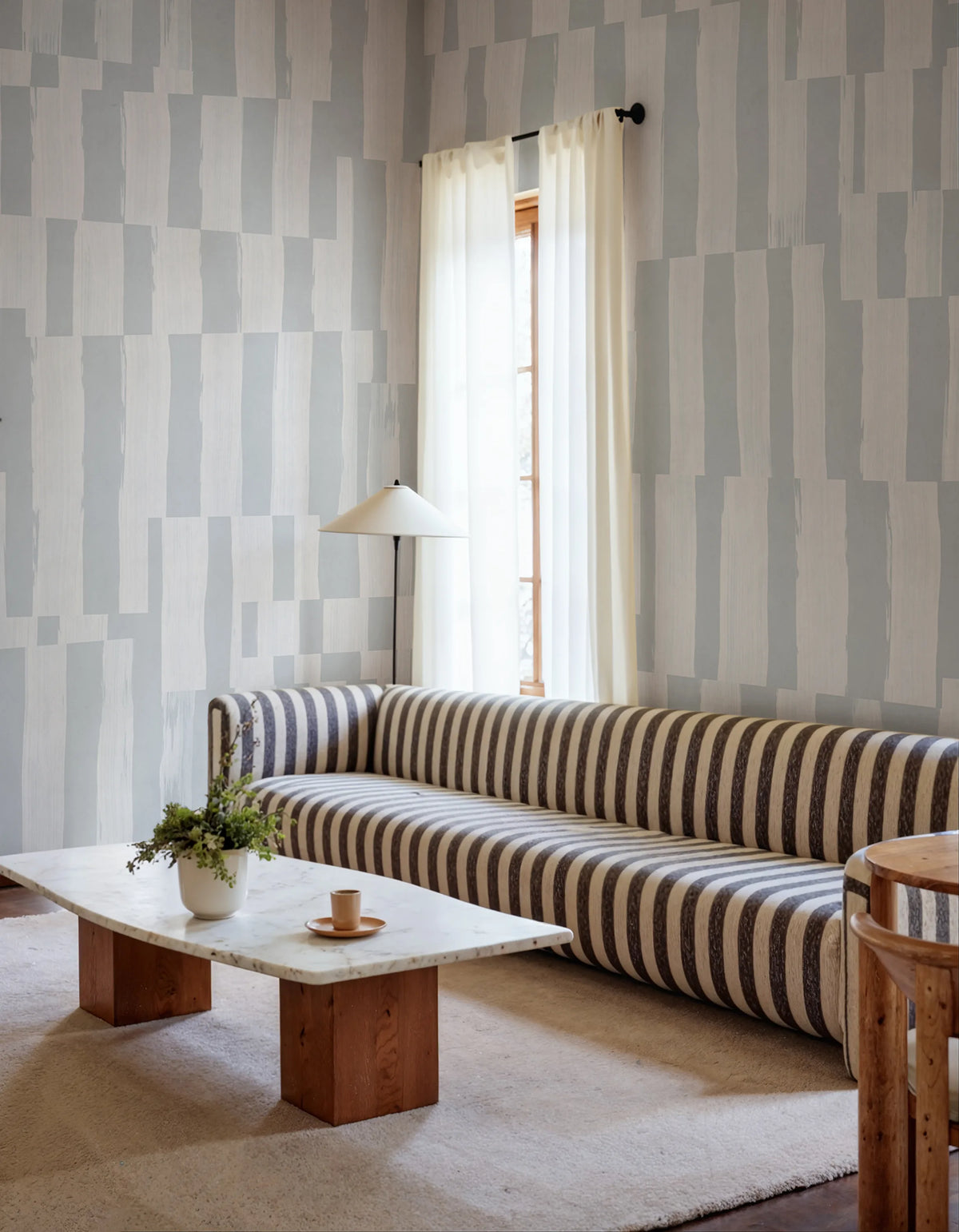 Broken Stripes, Light Blue Mural Wallpaper - room preview 02