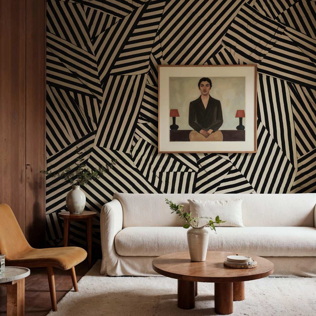 Abstract Weave, Black Mural Wallpaper - room preview 02