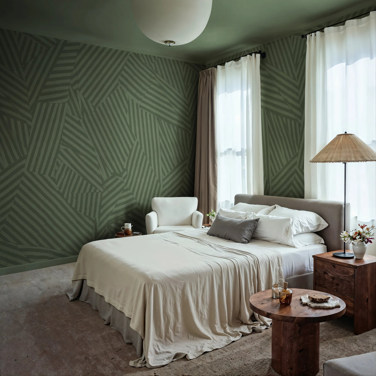 Abstract Weave, Green Mural Wallpaper - room preview 02