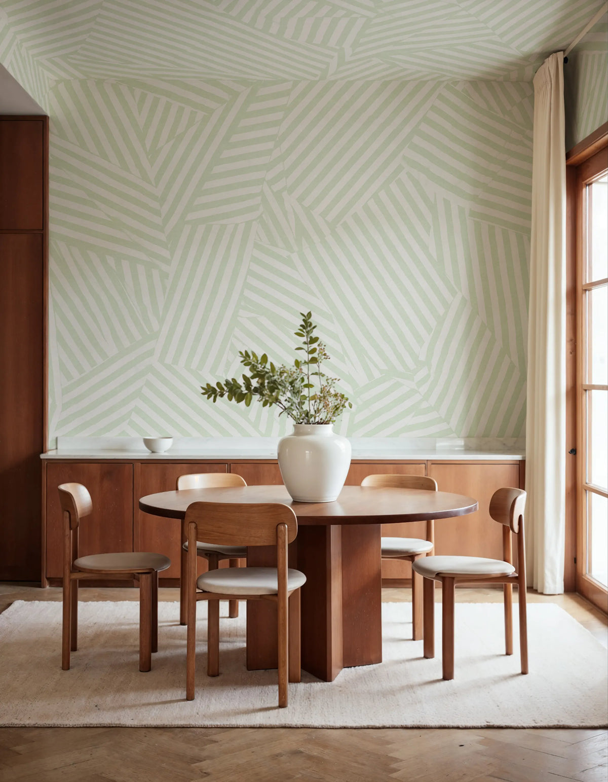 Abstract Weave, Light Green Mural Wallpaper - room preview 02