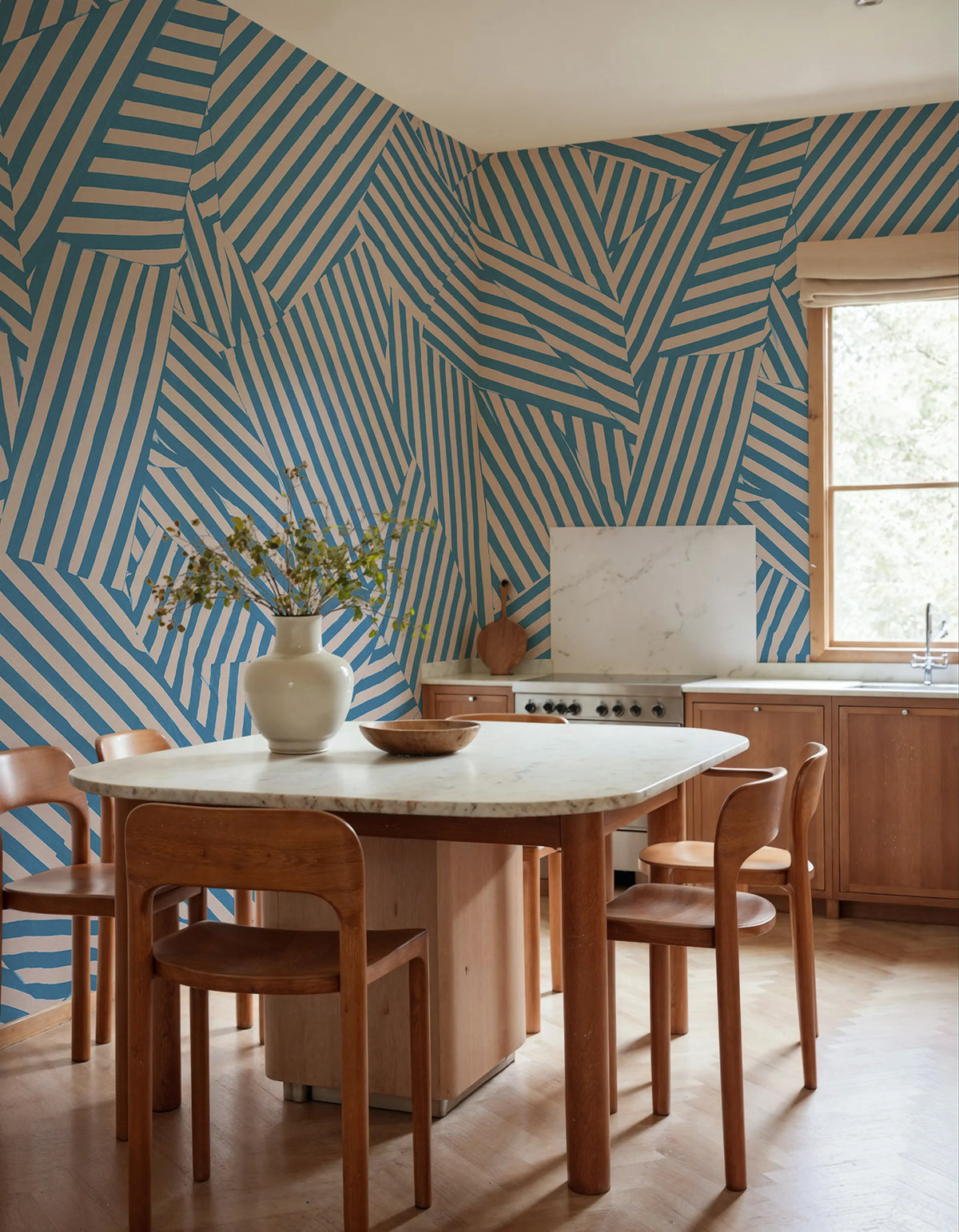 Abstract Weave, Blue Mural Wallpaper - room preview 02