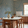 Abstract Weave, Blue Mural Wallpaper - room preview 02