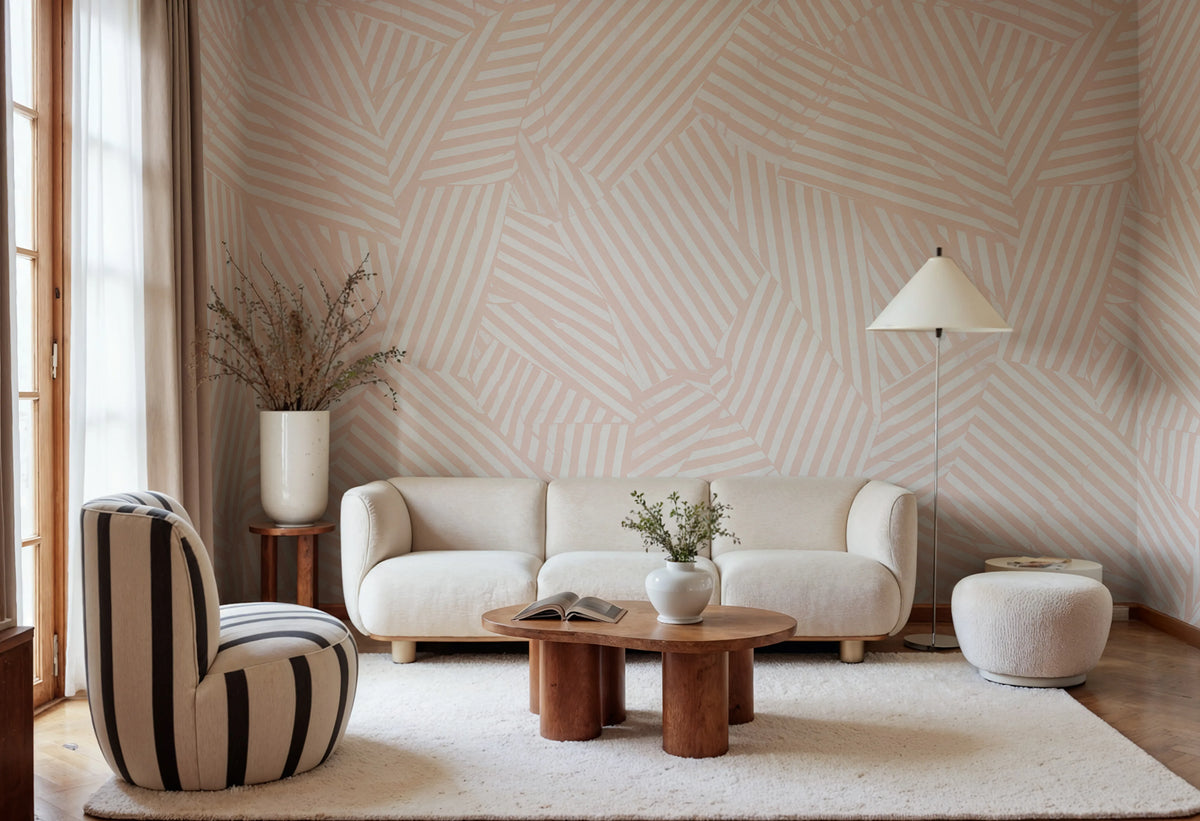 Abstract Weave, Pink Mural Wallpaper - room preview 02