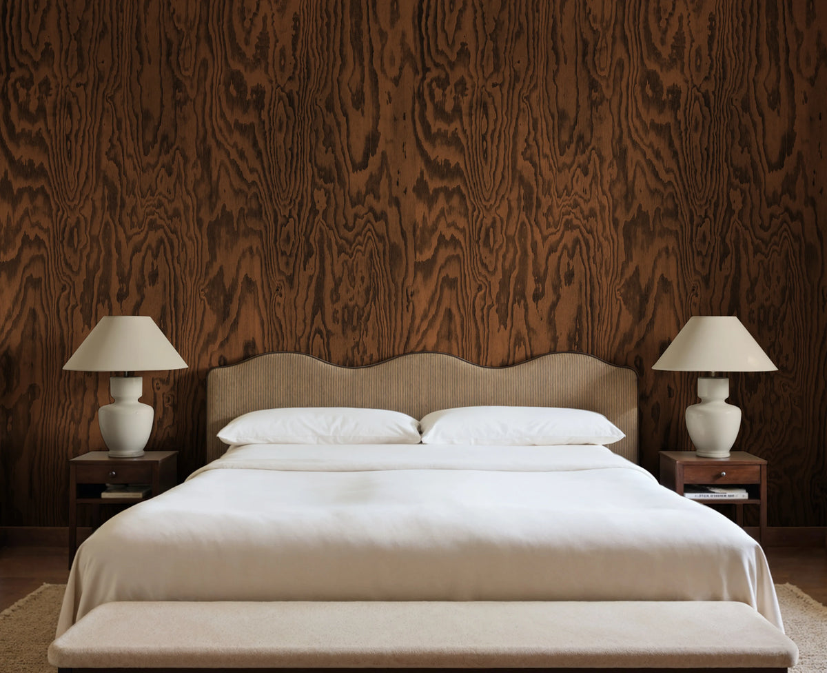 Wood Shades, Dark Brown Mural Wallpaper - room preview 02