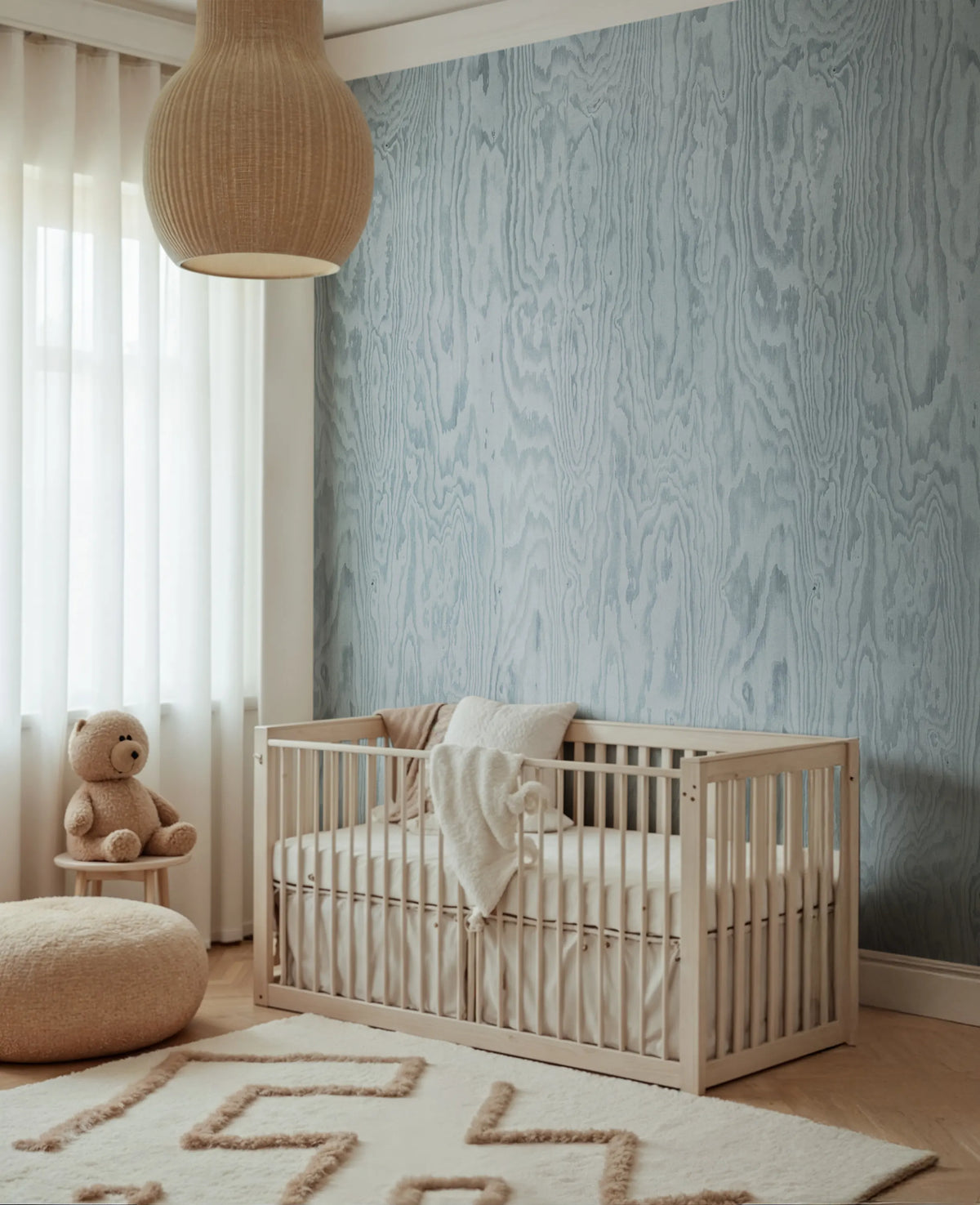 Wood Shades, Blue Mural Wallpaper - room preview 02