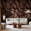 Floating Tiles, Dark Brown Mural Wallpaper - room preview 02