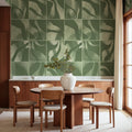 Floating Tiles, Dark Green Mural Wallpaper - room preview 02