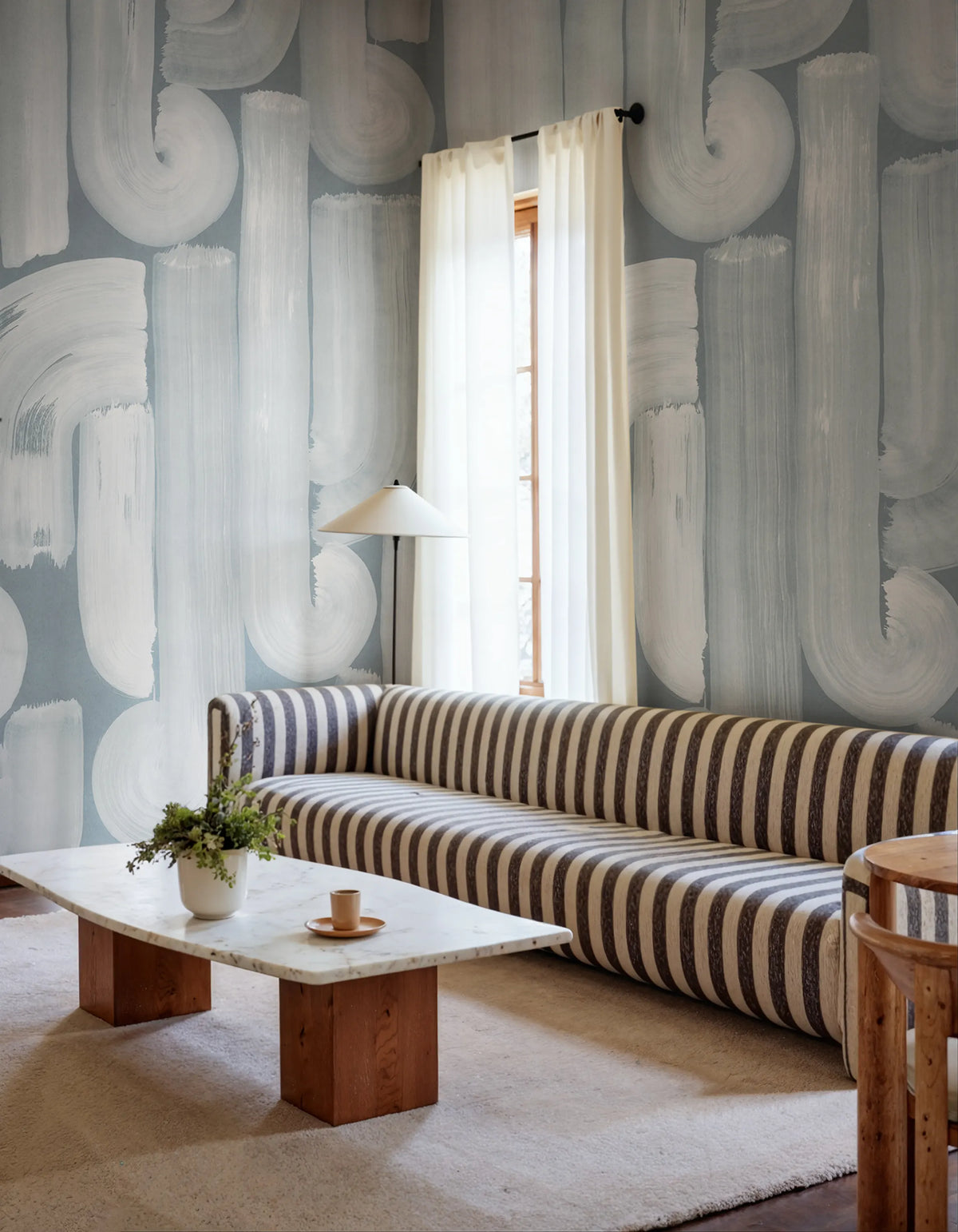 Smooth Brush, Blue Mural Wallpaper - room preview 02