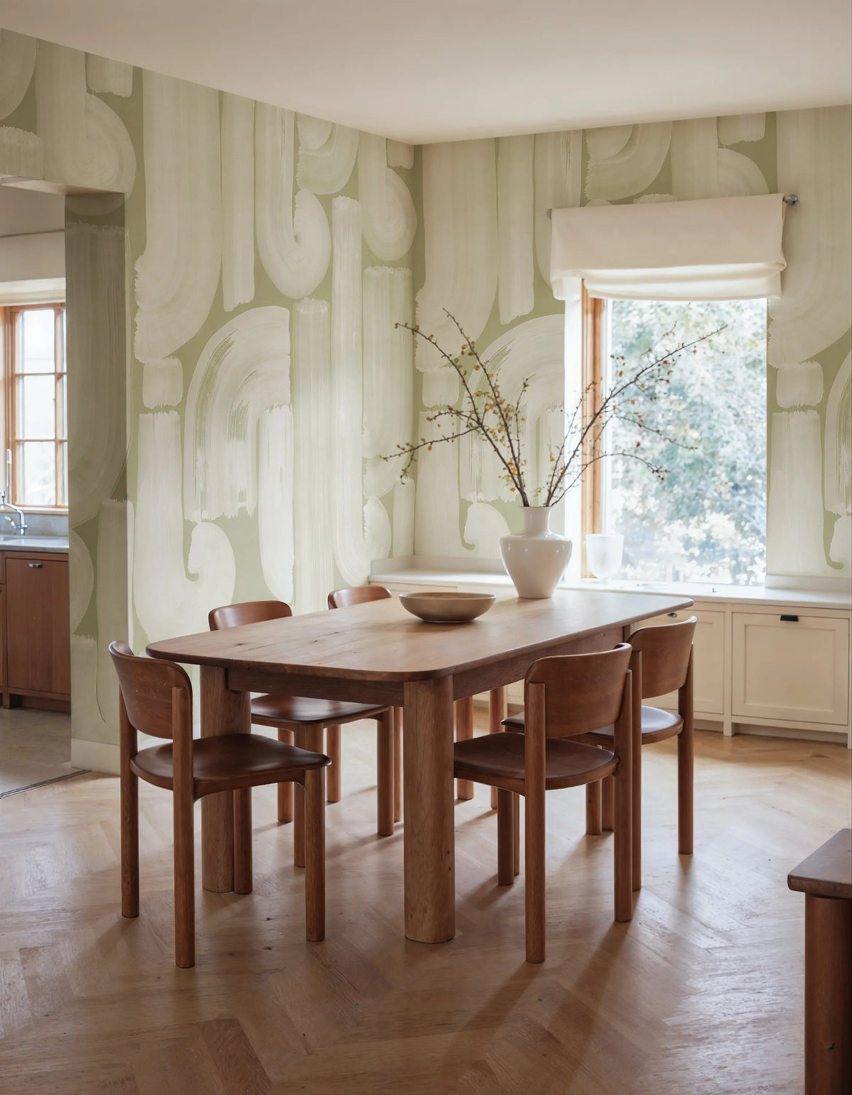 Smooth Brush, Green Mural Wallpaper - room preview 02