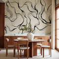 Soft Curve, Black Mural Wallpaper - room preview 02