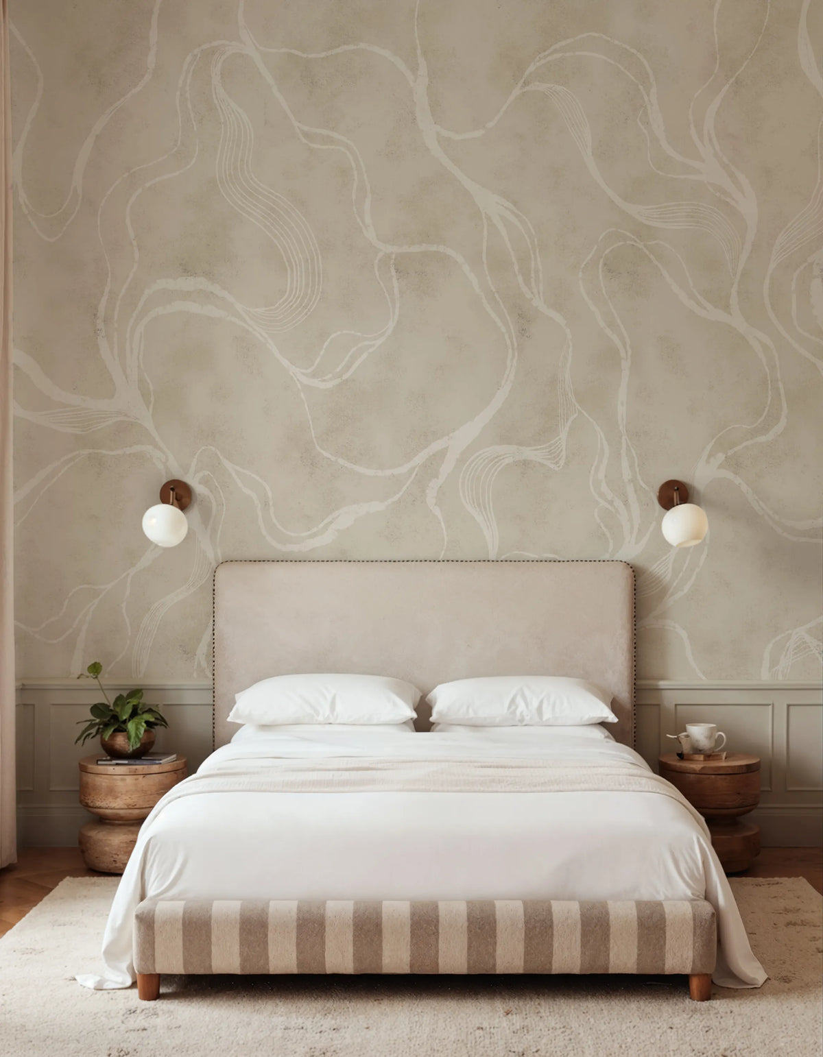 Soft Curve, Beige Mural Wallpaper - room preview 02