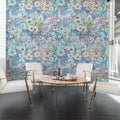 Flowerhaze, Blue Mural Wallpaper - room preview 02