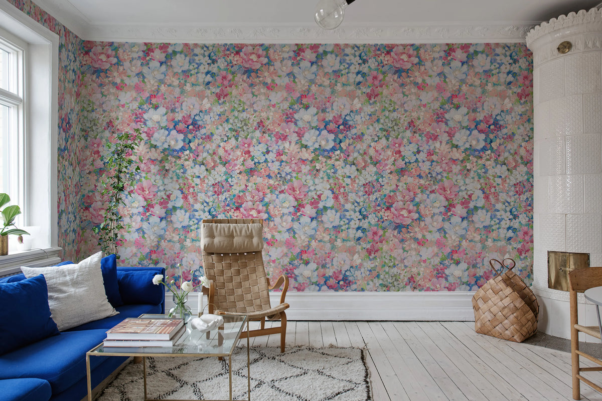 Flowerhaze, Pink Mural Wallpaper - room preview 02