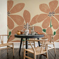 Sketched Flower, Red Mural Wallpaper - room preview 02